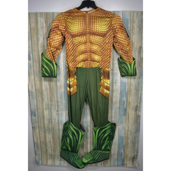 Rubie's Deluxe Aquaman Kids Size Large (12-14) Halloween Costume One Piece Suit - Picture 1 of 15